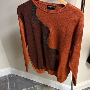 Men's Rust and Black Crewneck Sweater